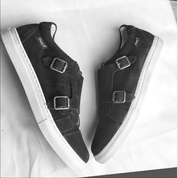 Jonny’s double buckle black suede sneakers… - Picture 3 of 6